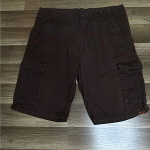 1688 Revolution Cargo Shorts Brown Cotton Pockets Flat Front Men 12 size 34